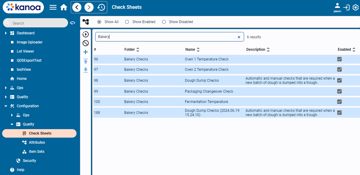 Configure Check Table