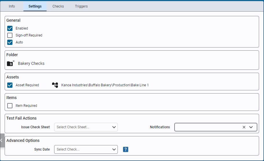 Configure Check Sheets