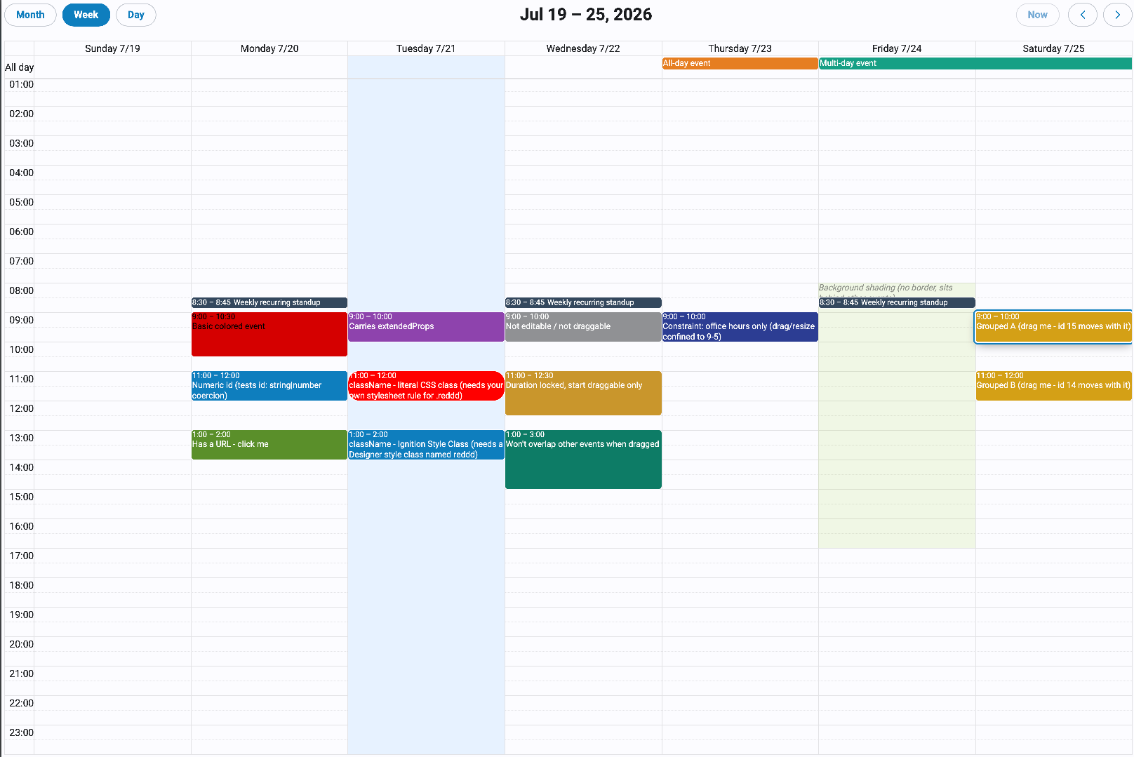Calendar light mode