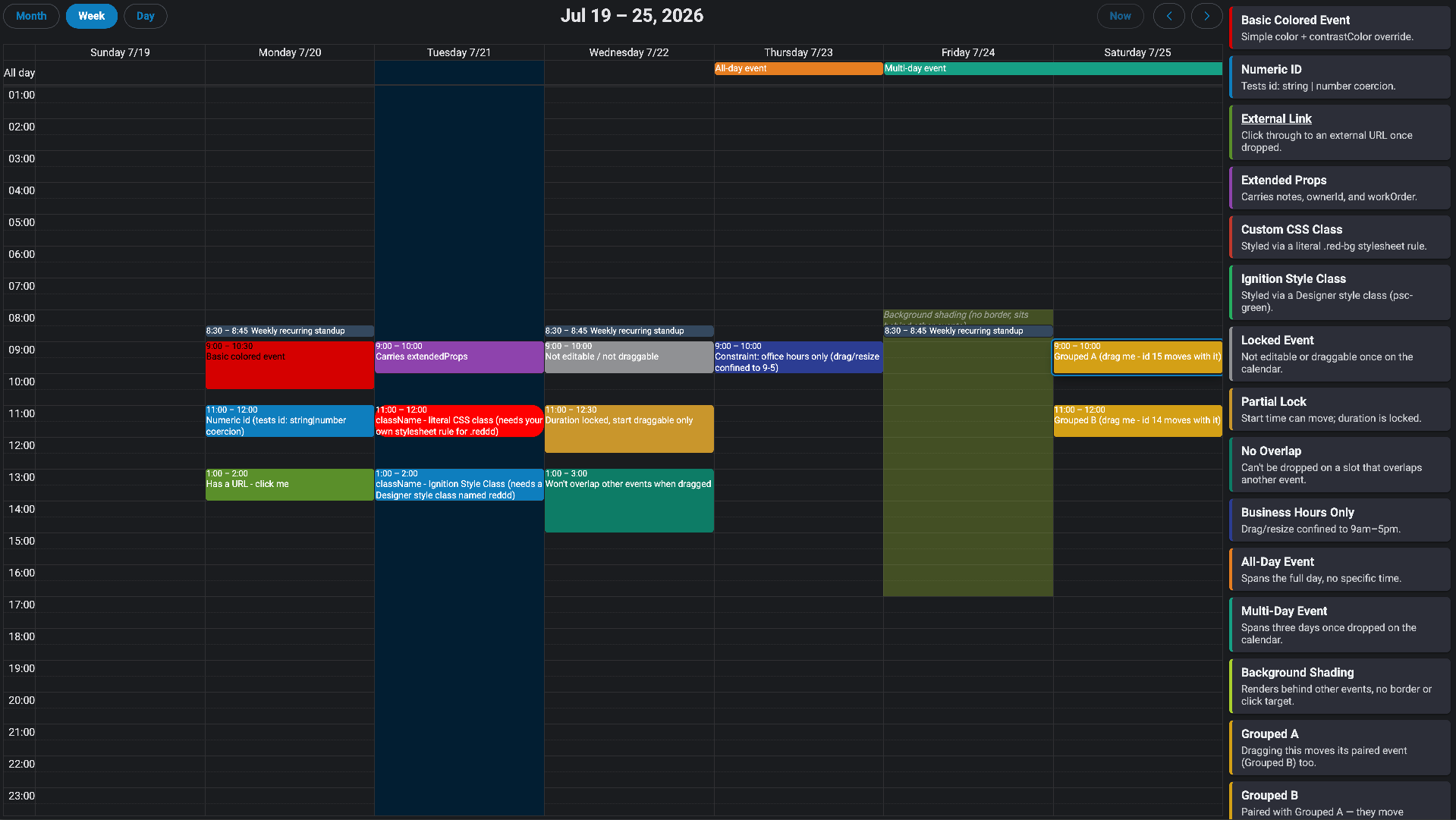 External Event Box dark mode